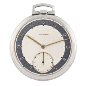 Swiss two tone dial steel pocket watch Circa 1930