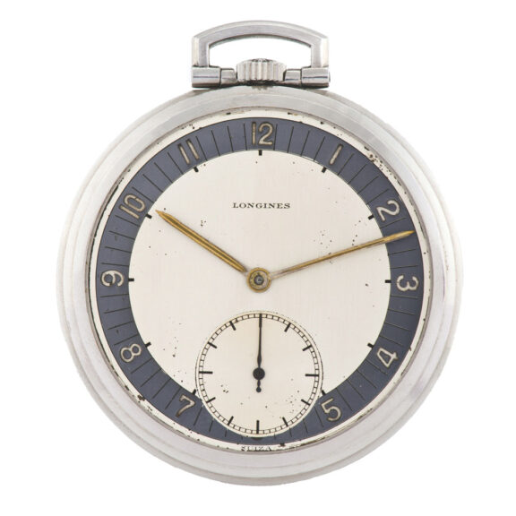 Swiss two tone dial steel pocket watch Circa 1930