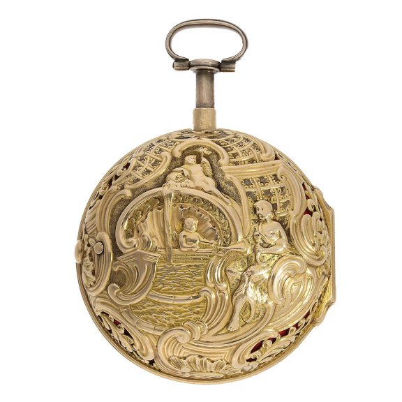 Magnificent English repoussé double case verge watch Circa 1750 Magnificent English repoussé double case verge watch Circa 1750