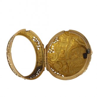 Magnificent English repoussé double case verge watch Circa 1750