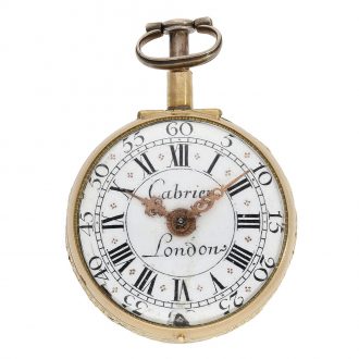 Magnificent English repoussé double case verge watch Circa 1750