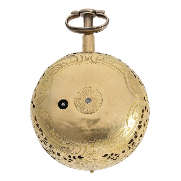 Magnificent English repoussé double case verge watch Circa 1750 Magnificent English repoussé double case verge watch Circa 1750