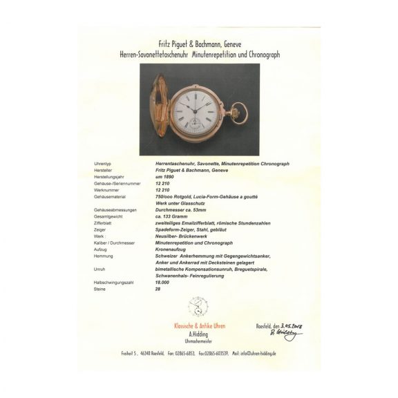 Swiss 18 carat gold split seconds chronograph Circa 1890 Swiss 18 carat gold split seconds chronograph Circa 1890