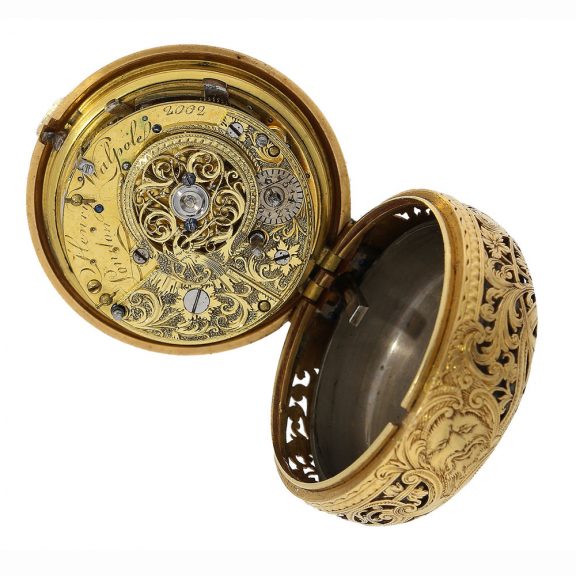 English early repoussé double case cylinder watch Circa 1750 English early repoussé double case cylinder watch Circa 1750
