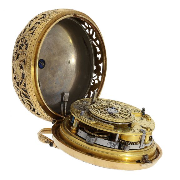 English early repoussé double case cylinder watch Circa 1750 English early repoussé double case cylinder watch Circa 1750