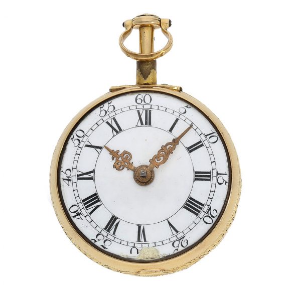 English early repoussé double case cylinder watch Circa 1750 English early repoussé double case cylinder watch Circa 1750