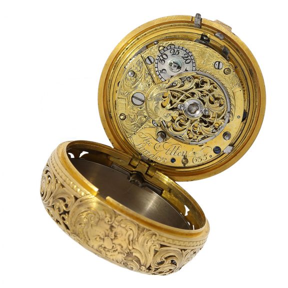 English high relief triple repoussé verge watch Circa 1770 English high relief triple repoussé verge watch Circa 1770