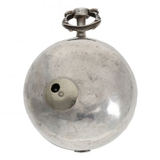 Large English double cased verge clock with rock crystal bridge Circa 1700 Large English double cased verge clock with rock crystal bridge Circa 1700