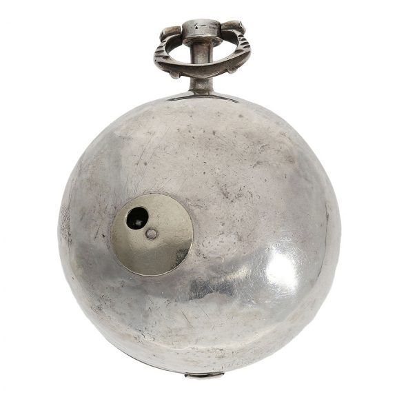 Large English double cased verge clock with rock crystal bridge Circa 1700 Large English double cased verge clock with rock crystal bridge Circa 1700