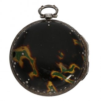 Large English double cased verge clock with rock crystal bridge Circa 1700 Large English double cased verge clock with rock crystal bridge Circa 1700