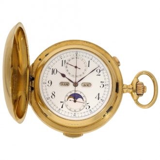 18 Carat gold astronomical hunter cased watch with six complications Circa 1900