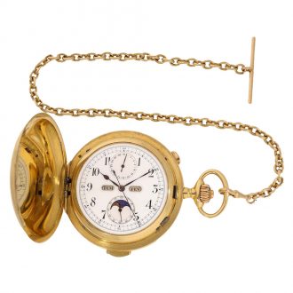 18 Carat gold astronomical hunter cased watch with six complications Circa 1900