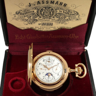 German 18 carat gold watch with nine complications Circa 1906 German 18 carat gold watch with nine complications Circa 1906