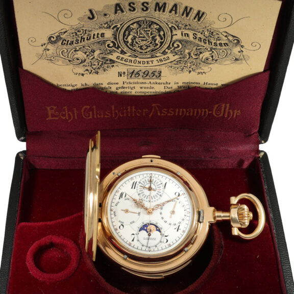 German 18 carat gold watch with nine complications Circa 1906 German 18 carat gold watch with nine complications Circa 1906