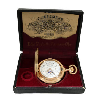 German 18 carat gold watch with nine complications Circa 1906 German 18 carat gold watch with nine complications Circa 1906