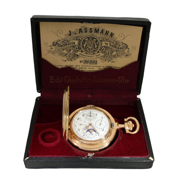 German 18 carat gold watch with nine complications Circa 1906 German 18 carat gold watch with nine complications Circa 1906