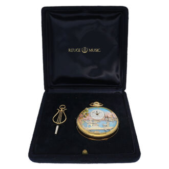 Swiss gold-plated musical automaton pocket watch Circa 1980