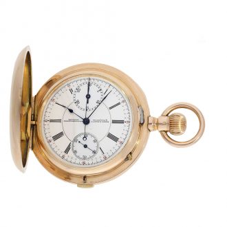 German 14 Carat pink gold watch with chronograph Circa 1908