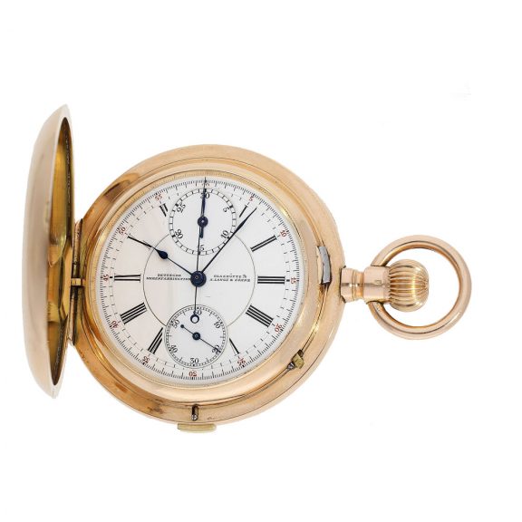 German 14 Carat pink gold watch with chronograph Circa 1908