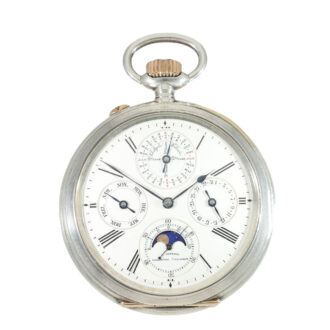 German silver watch with perpetual calendar and moon phase Circa 1893