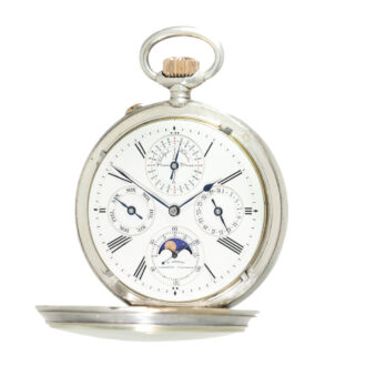 German silver watch with perpetual calendar and moon phase Circa 1893