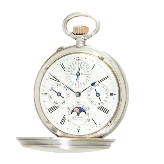 German silver watch with perpetual calendar and moon phase Circa 1893 German silver watch with perpetual calendar and moon phase Circa 1893