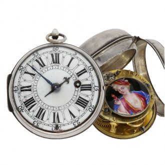 French oignon with enamel painting on the movement Circa 1710