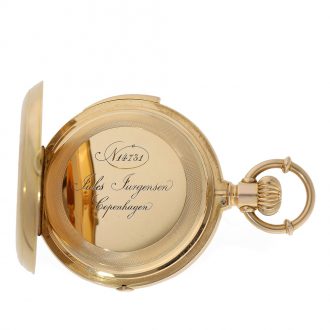 Danish 18 Carat gold watch with minute repeater & chronograph Circa 1887