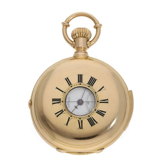 Danish 18 Carat gold watch with minute repeater & chronograph Circa 1887 Danish 18 Carat gold watch with minute repeater & chronograph Circa 1887