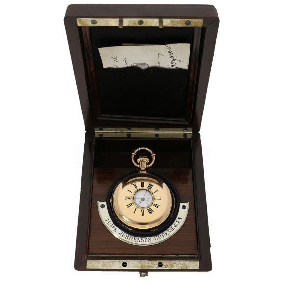 Danish 18 Carat gold watch with minute repeater & chronograph Circa 1887 Danish 18 Carat gold watch with minute repeater & chronograph Circa 1887