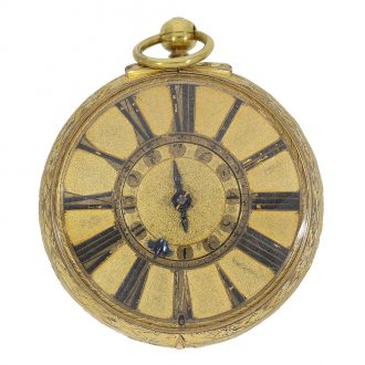 English gold pocket watch London watch with alarm Circa 1685