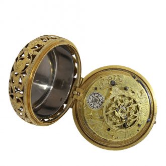 English gold pocket watch London watch with alarm Circa 1685