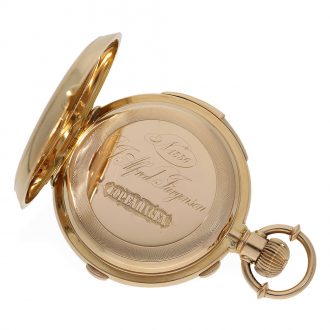 Danish 18 Carat pink gold full hunter cased minute repeater Circa 1878