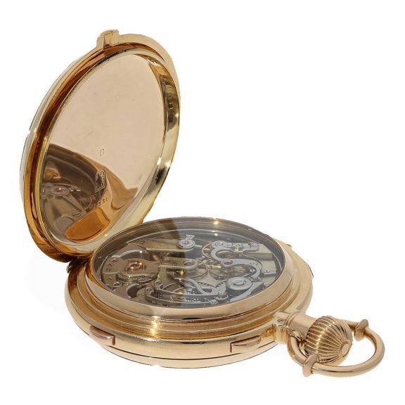 Danish 18 Carat pink gold full hunter cased minute repeater Circa 1878 Danish 18 Carat pink gold full hunter cased minute repeater Circa 1878