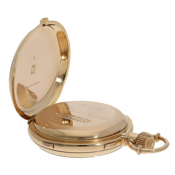 Danish 18 Carat pink gold full hunter cased minute repeater Circa 1878 Danish 18 Carat pink gold full hunter cased minute repeater Circa 1878