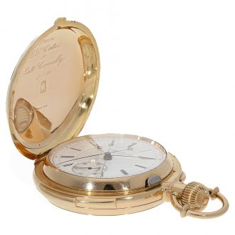 Danish 18 Carat pink gold full hunter cased minute repeater Circa 1878
