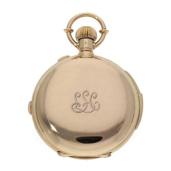 Danish 18 Carat pink gold full hunter cased minute repeater Circa 1878 Danish 18 Carat pink gold full hunter cased minute repeater Circa 1878