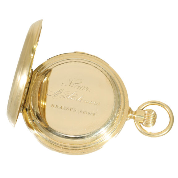 Swiss 18 carat gold hunter case pocket watch Circa 1870 Swiss 18 carat gold hunter case pocket watch Circa 1870