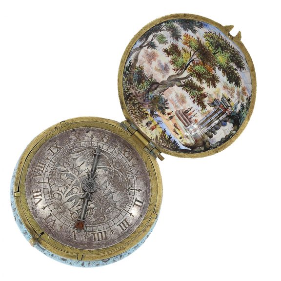 English large and extremely rare turquoise enamel watch Circa 1680 English large and extremely rare turquoise enamel watch Circa 1680