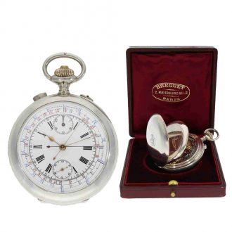 French silver pocket chronometer with split seconds Circa 1915