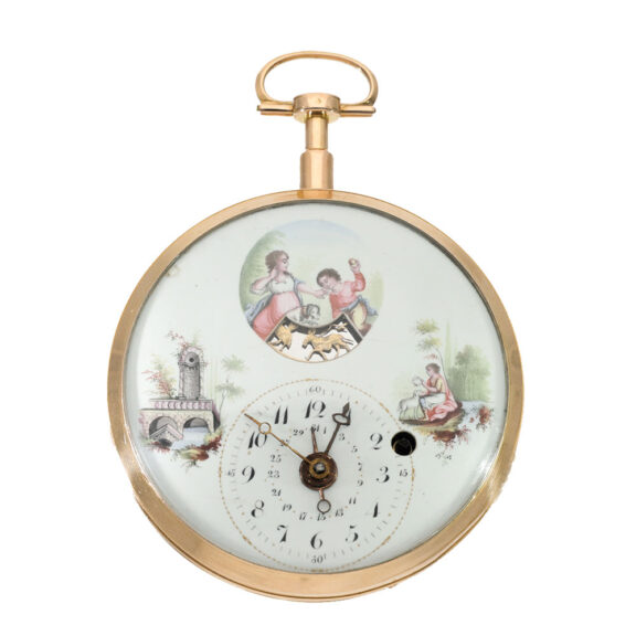 Swiss 18 carat gold large and significant verge watch Circa 1800
