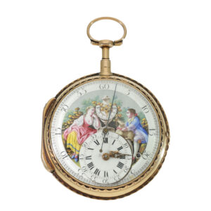 Swiss 18 carat gold automatic cylinder watch with center seconds Circa 1785