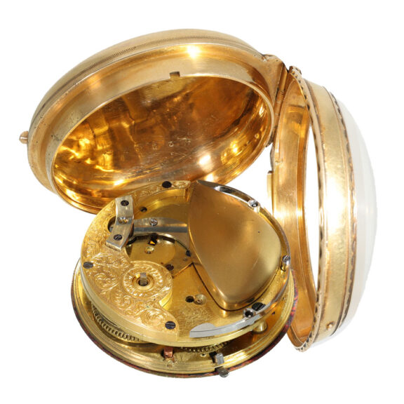 Swiss 18 carat gold automatic cylinder watch with center seconds Circa 1785 Swiss 18 carat gold automatic cylinder watch with center seconds Circa 1785