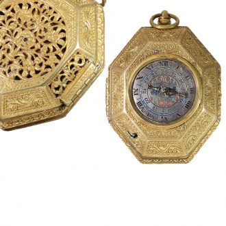 German large octagonal Renaissance clock with striking mechanism Circa 1590