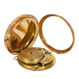 Swiss 18 gold and enamel watch with pearl setting Circa 1800