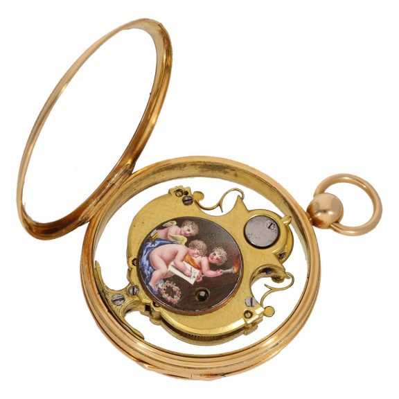 Swiss gold and enamel verge for the Chinese market Circa 1780 Swiss gold and enamel verge for the Chinese market Circa 1780