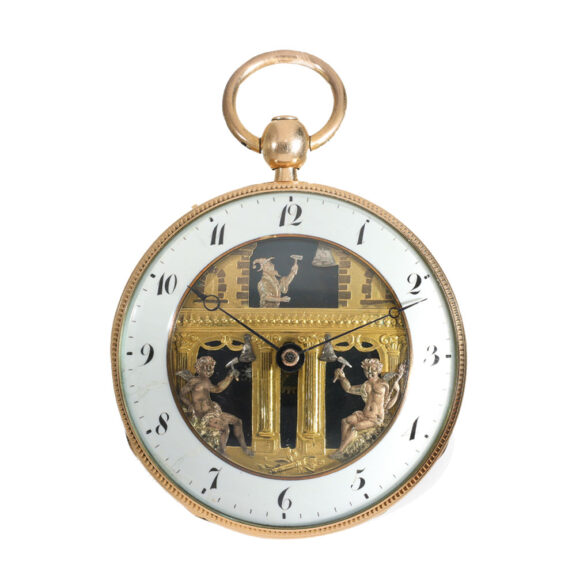 Swiss 18 carat gold extremely fine “Punchinello” automaton Circa 1820