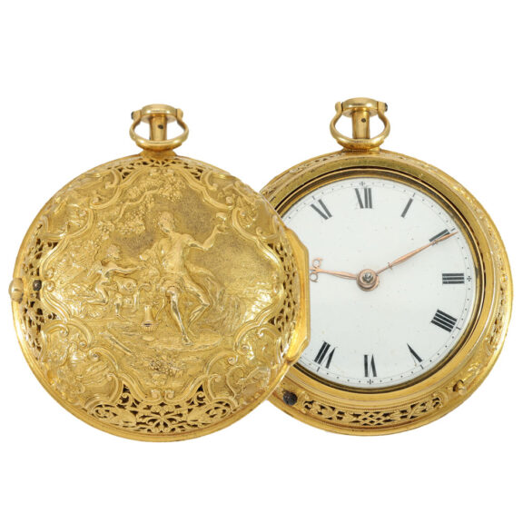 English 22 carat repoussé verge pocket watch Circa 1705 English 22 carat repoussé verge pocket watch Circa 1705