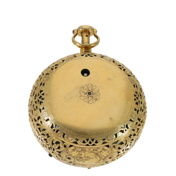 English 22 carat repoussé verge pocket watch Circa 1705 English 22 carat repoussé verge pocket watch Circa 1705