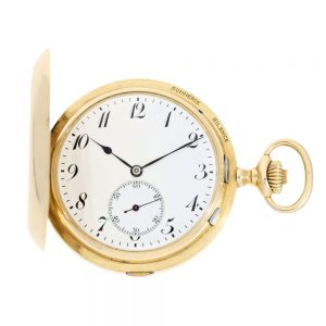 Swiss gold hunting cased quarter repeater Circa 1910